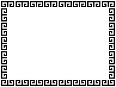 Yunan çerçeve süsleri, pervaneler. Beyaz zemin üzerinde tekrarlanan bir Yunan motif Vektör illüstrasyonunun kare kenarlığı.