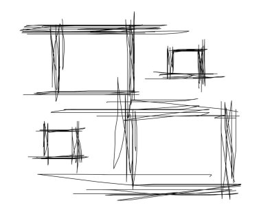 Çerçeve karalama seti, el çizimi boş kare çerçeve setleri koleksiyonu