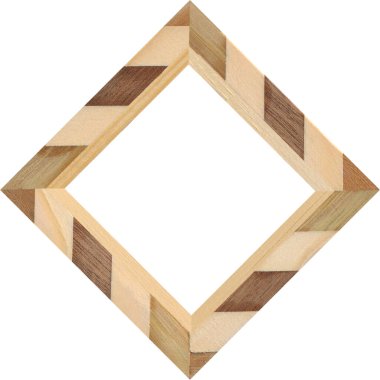 Ahşap ahşap çerçeve, farklı ağaçlardan yapılmış ahşap çerçeve, beyaz arka planda izole edilmiş.