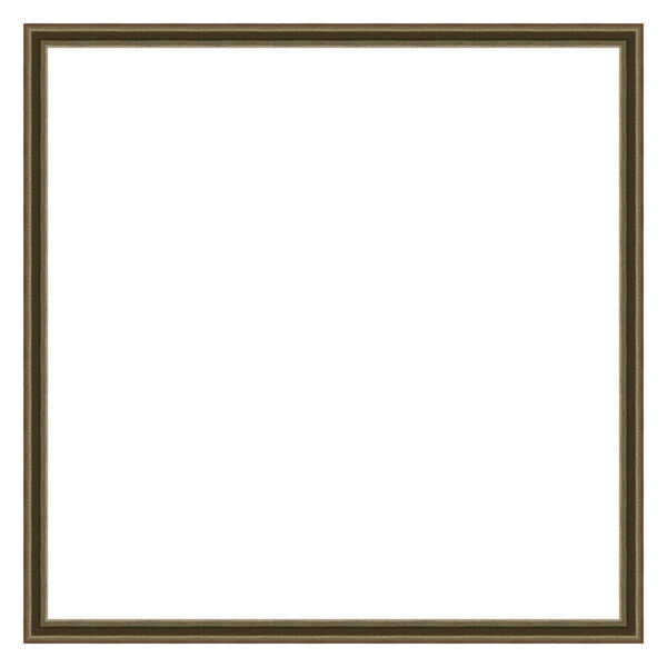 Square empty wooden and silver gilded ornamental frame isolated on white background
