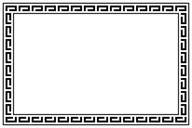 Yunan çerçeve süsleri, pervaneler. Beyaz zemin üzerinde yinelenen bir Yunan motif Vektör illüstrasyonundan dikdörtgen dolambaçlı kenar