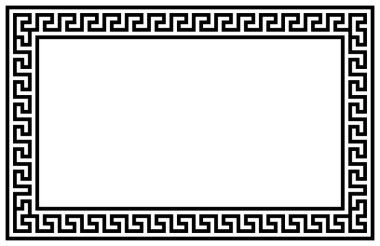 Yunan çerçeve süsleri, pervaneler. Beyaz zemin üzerinde yinelenen bir Yunan motif Vektör illüstrasyonundan dikdörtgen dolambaçlı kenar
