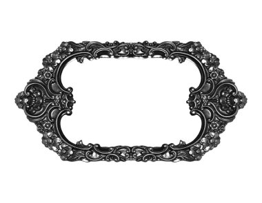 Dikdörtgen, boş, siyah ve beyaz, altın kaplamalı, beyaz arkaplanda izole edilmiş süs çerçevesi.