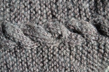 Yünden desenli kumaş. El yapımı örgü kumaş gri yün arkaplan dokusu