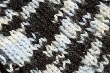 Yünden desenli kumaş. El yapımı kumaş ve siyah kahverengi yün arkaplan dokusu