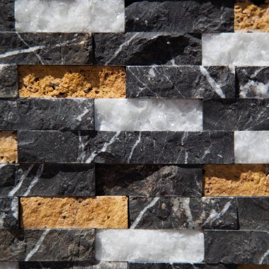 Dikdörtgensel kesim siyah beyaz bej organik mermer duvar dokusu arkaplan olabilir, fayanssız dizilmiş