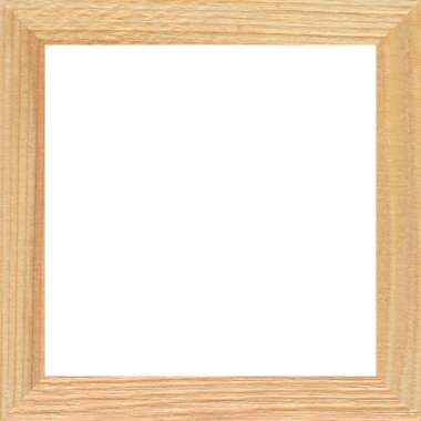 Wooden marquetry square pine frame, wooden frame made from a combination of different woods, isolated on a white background clipart