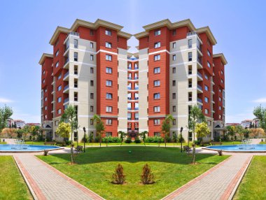 Modern konut iki apartman ayrıntıları ve cephesi, merkez, ilçe, apartman dairesi, İstanbul Türkiye