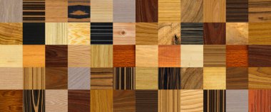 Wooden square marquetry, patterns created from the combination of different pine and walnut woods, wooden floor, parquet, cutting board, seamless texture clipart