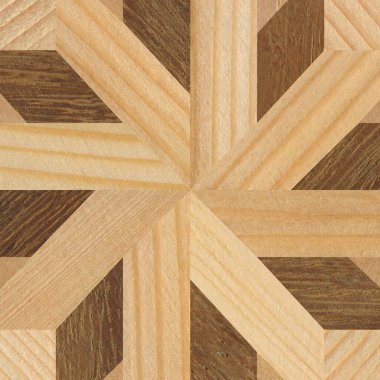 Wooden marquetry, patterns created from the combination of different pine and walnut woods, wooden floor, parquet, cutting board clipart