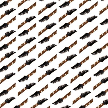Elektro gitar çelik telleri ve gül ağacından yapılmış fretboard, müzikle ilgili afiş, beyaz arka planda izole edilmiş.
