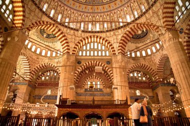 Selimiye Camii 1575 yılında Edirne 'de Osmanlı İmparatorluğu döneminde Büyük Usta Mimar Sinan tarafından inşa edilmiştir. 09 Ağustos 2019 Türkiye Edirne