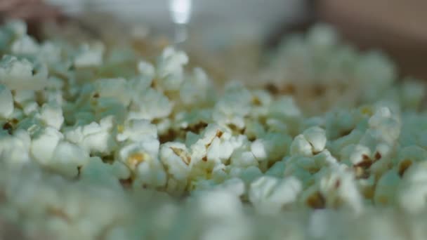 Zbliżenie Rąk Biorących Popcorn Talerza Dziewczyny Oglądają Telewizję Jedzą Popcorn — Wideo stockowe
