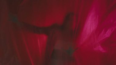 Plastik örtü ve canlı ışıklandırma efektleri içeren gerçeküstü bir portre duygu ve yaratıcılığı çağrıştırıyor..