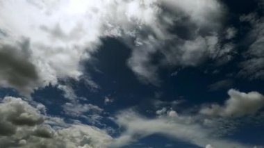 Dramatik Bulutlu Gökyüzü ve Güneş Işığı Zaman Hızı Hızı Arkaplanı. Mavi Gök Beyaz Bulutları. Yaz Mavi Gökyüzü Zaman Çizelgesi. Doğa Hava Durumu Mavi Gökyüzü ve Beyaz Bulutlar 4k