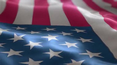 Amerikan Bayrağı rüzgarda yavaşça dalgalanıyor. detaylı kumaş dokusu. Amerikan Bayrağı Yavaş Dalgalanması. Amerika bayrağını dalgalandırın. Yakın plan.
