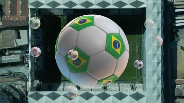 Fotballcup 2022 Qatar Alle Deltakerne Fotball Roterende Fotball Flyopptakene Stadion – stockvideo