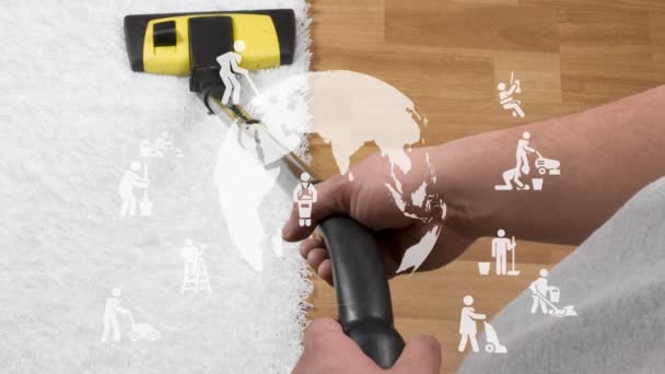 Aspirador Limpa Tapete Escova Perto Imagens Alta Qualidade — Vídeo de Stock