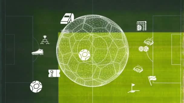 Voetbalveld Luchtvoetbal Veld Groen Gras Hoge Kwaliteit Beeldmateriaal — Stockvideo