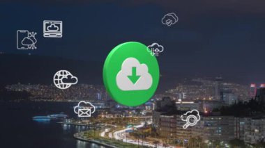 Bulut hesaplama konsepti. İletişim ağı. Yüksek kalite 4k görüntü