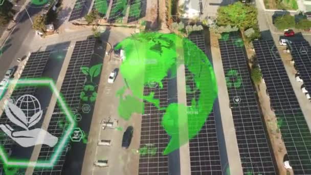 太陽光発電所と技術コンセプト 再生可能エネルギー スマートグリッドだ 高品質4K映像 — ストック動画