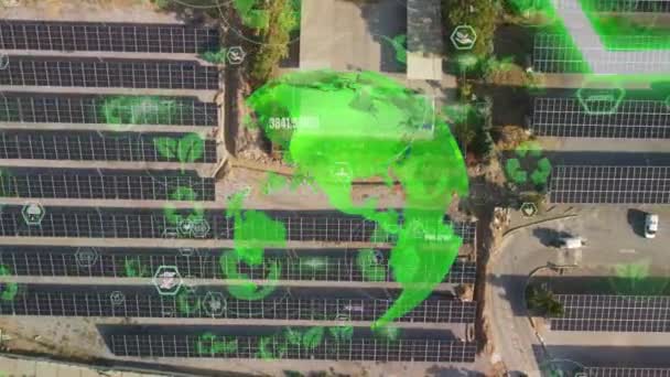 Planta Energía Solar Concepto Tecnología Energía Renovable Red Inteligente Imágenes — Vídeos de Stock