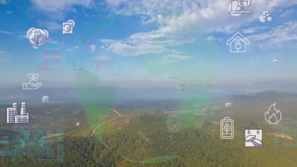 Vedere Aeriană Forestieră Verde Conceptul Tehnologie Mediu Tehnologia Verde Ecologie — Videoclip de stoc