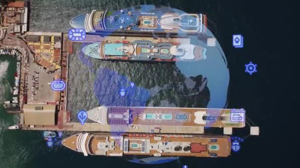 Круизные Корабли Сверху Дроном Концепция Круизного Отдыха Высококачественные Кадры — стоковое видео