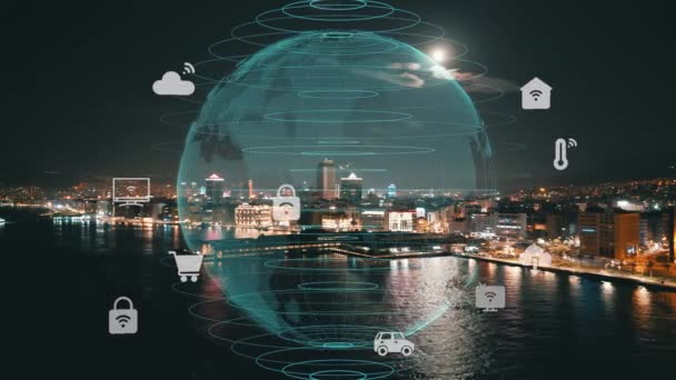 Conexión Global Modernización Red Internet Ciudad Inteligente Concepto Futura Conexión — Vídeo de stock