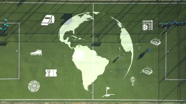 Кубок Мира Футболу 2022 Катаре Вращение Футбольного Мяча Съемка Стадиона — стоковое видео