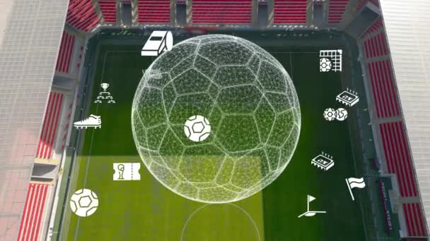 Voetbalveld Luchtvoetbal Veld Groen Gras Hoge Kwaliteit Beeldmateriaal — Stockvideo