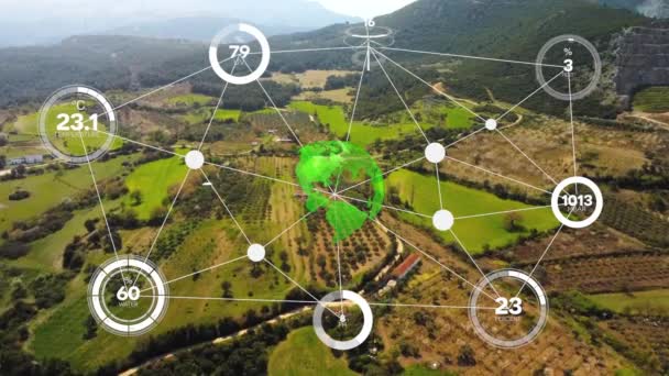 Tecnologia Agricultura Digital Inteligente Por Gerenciamento Coleta Dados Sensores Futuristas — Vídeo de Stock