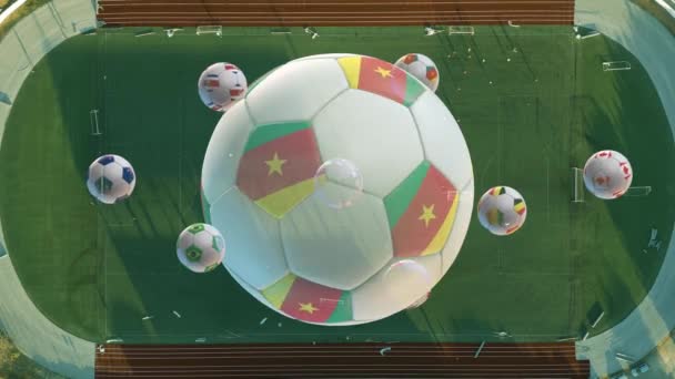 Copa Futebol 2022 Qatar Todos Participantes Copa Mundo Futebol Rotativa — Vídeo de Stock