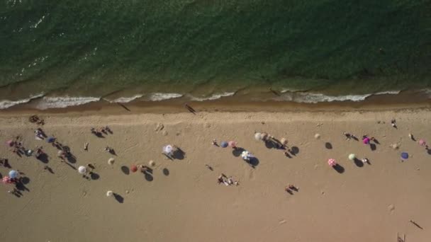 Reisbestemmingen Zee Zand Strand Kusadasi Turkije Hoge Kwaliteit Beeldmateriaal — Stockvideo