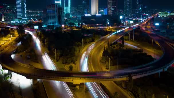 Światła Lotnicze Miasta Nocy Izmir Turcja Time Lapse Wysokiej Jakości — Wideo stockowe