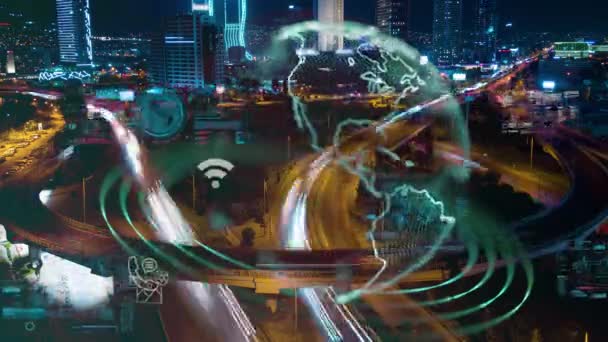 Smart City Communication Network Concept Iot Internet Things Telecommunication High — Stok video