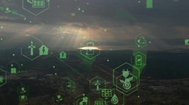 Gelecekteki çevresel koruma ve sürdürülebilir ESG modernizasyon gelişimi yenilenebilir kaynak teknolojisini kullanarak kirliliği ve karbon emisyonunu azaltmak. Yüksek kalite 4k görüntü