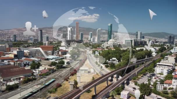 物事のスマートシティIotインターネットIctデジタル技術未来的 自動化管理スマートデジタル技術Vpnサイバーセキュリティパワーエネルギー持続可能な都市の回避仮想拡張 — ストック動画