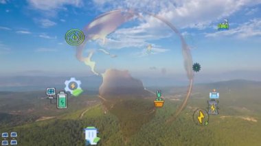 Gelecekteki çevresel koruma ve sürdürülebilir ESG modernizasyon gelişimi yenilenebilir kaynak teknolojisini kullanarak kirliliği ve karbon emisyonunu azaltmak. Yüksek kalite 4k görüntü
