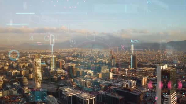 Концепция Умного Города Коммуникационной Сети Цифровая Трансформация Интернет Вещей Информационные — стоковое видео
