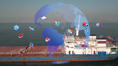 Lojistik ve teknoloji konsepti. Bazı şeylerin interneti. İletişim ağı. Yüksek kalite 4k görüntü