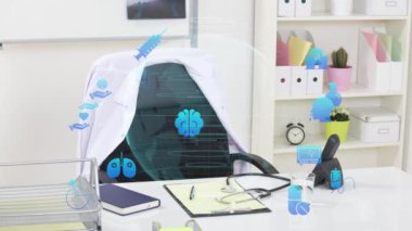 Arka planda üniformalı özel hastane ve personel var. - Evet. Yüksek kalite 4k görüntü