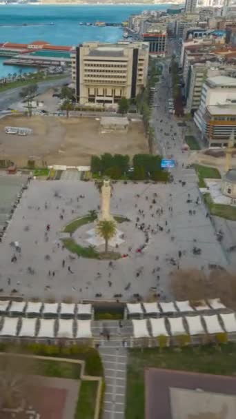 Izmir Mansion Square Historycznej Wieży Zegarowej Czas Upływu Wideo Konak — Wideo stockowe