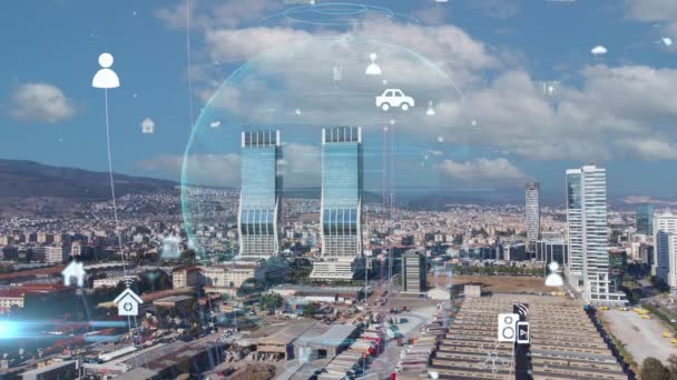 Smart City Communication Network Concept Iot Internet Things Telecommunication High — Stockvideo