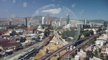 Akıllı şehir IOT interneti ICT dijital teknoloji fütüristik, otomasyon yönetimi akıllı dijital teknoloji VPN siber güvenlik enerjisi sürdürülebilir metaevren şehir sanal artırılmış. Yüksek