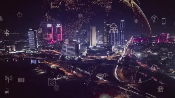 Smart City Und Kommunikations Netzwerk Konzept Lpwa Low Power Wide — Stockvideo