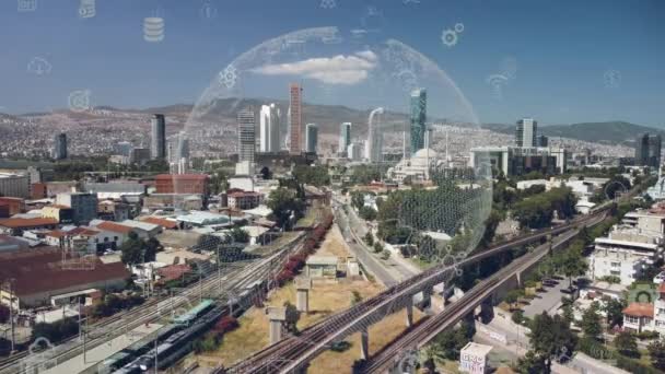 Smart City Iot Internet Thing Technologia Cyfrowa Ict Futurystyczny Zarządzanie — Wideo stockowe