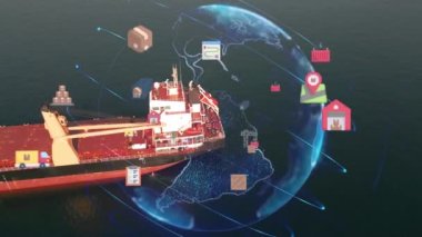 Lojistik ve teknoloji konsepti. Bazı şeylerin interneti. İletişim ağı. Yüksek kalite 4k görüntü