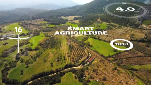 Smart Digital Agriculture Technology Futuristic Sensor Data Collection Management Artificial Vidéo De Stock Libre De Droits