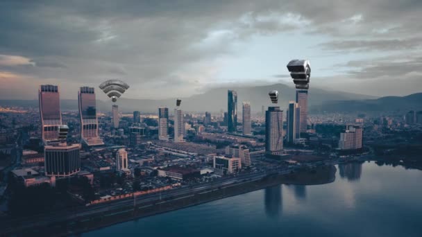 Modern City Wireless Network Connection Concept High Quality Footage — Stok video